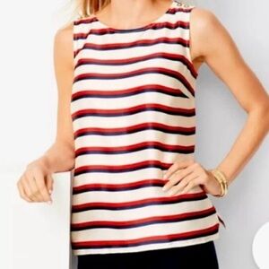 Talbots Nautical Red, White, Blue Striped Tank Top